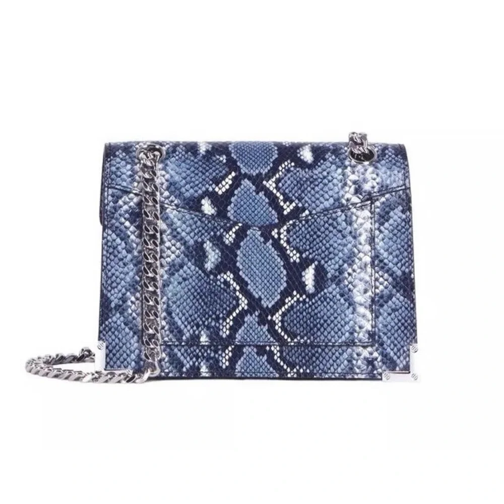 The Kooples Emily Chain Leather Bag Snakeskin Look HTF Color (0059) - Picture 4 of 17